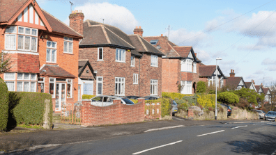 suburban detached houses on street