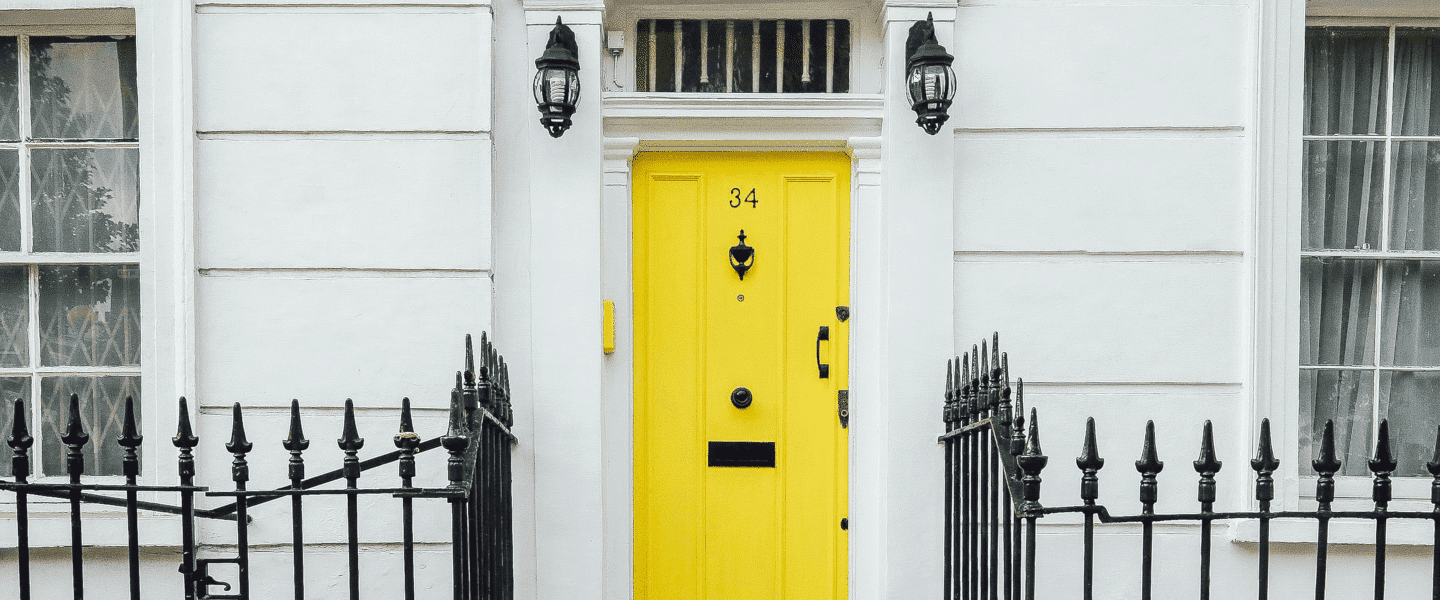 yellow front door of Georgian house