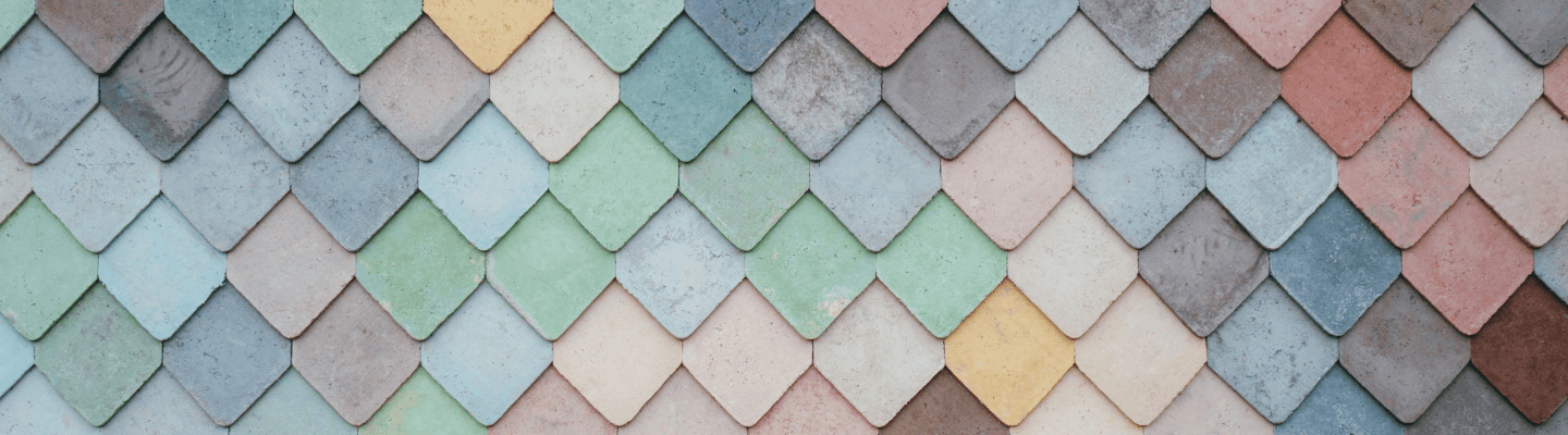 colourful tiles ranging from green to magenta