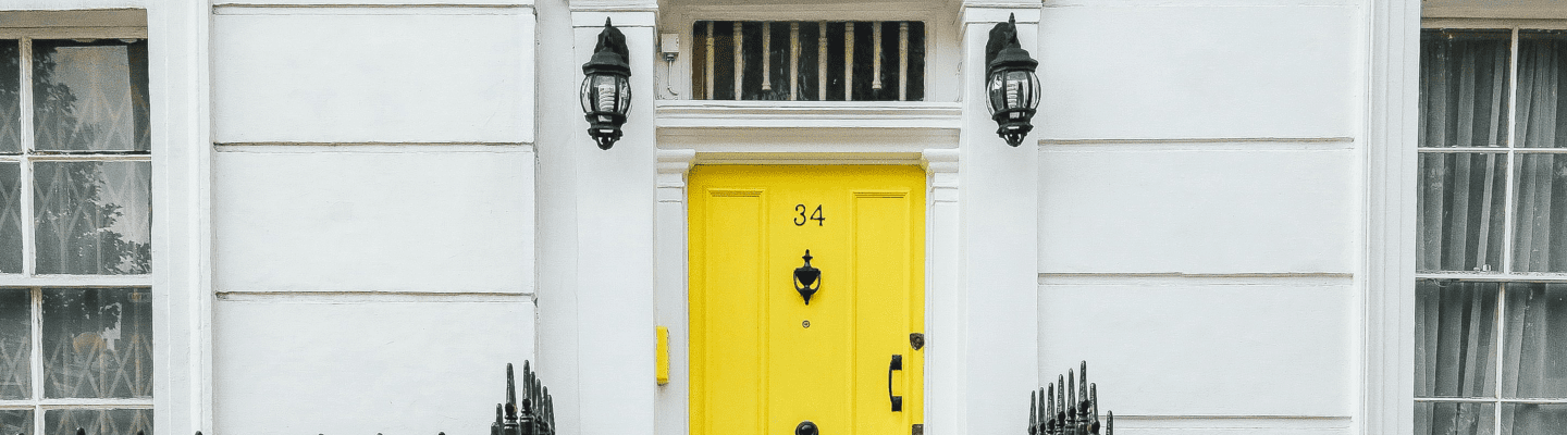 yellow front door of Georgian house